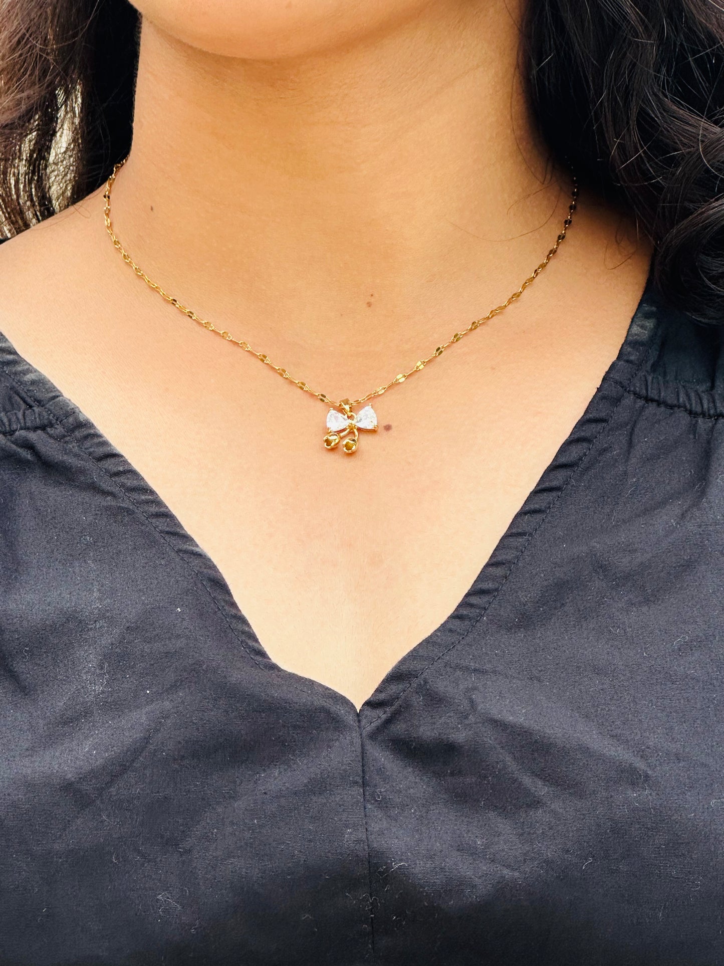 Crystal Bow Necklace