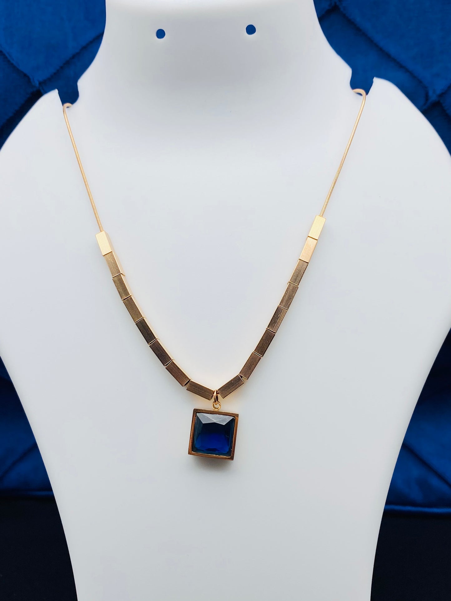 Sapphire Square Necklace