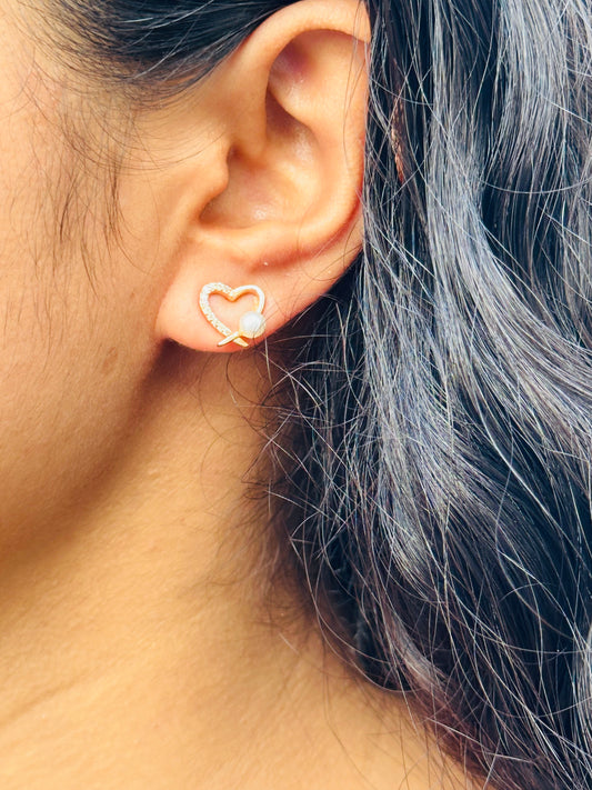 Pearled Heart Earing